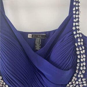 JS Boutique Blue Pleated Cowl Neck Maxi Dress